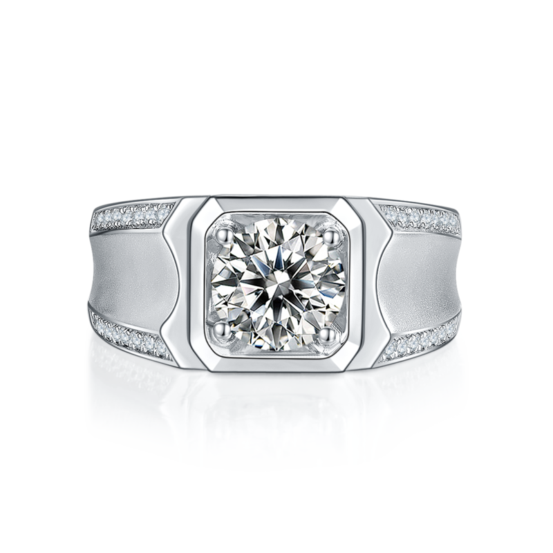 海波款S925银镀白金MoissaniteMen's Ring2ctD级